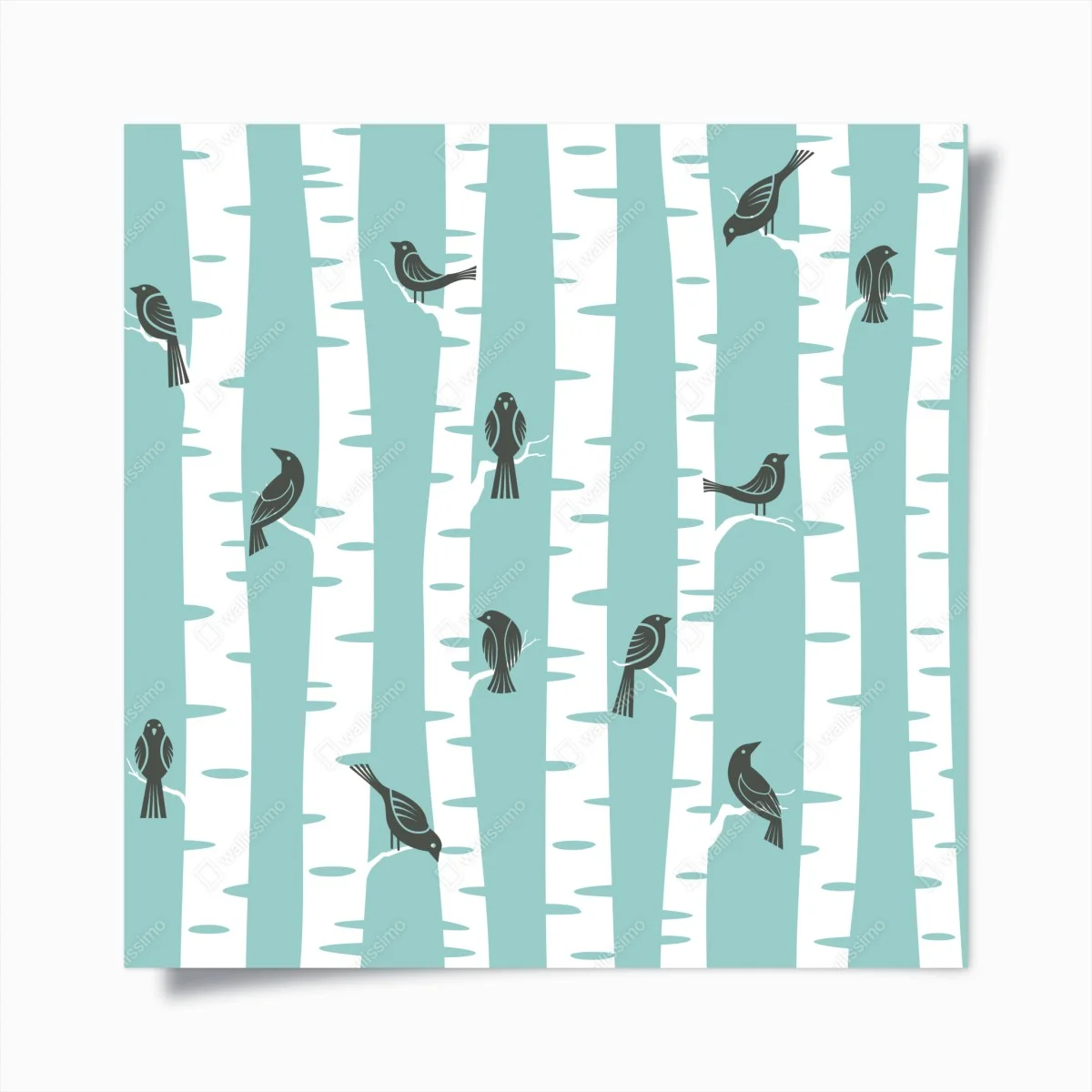Poster oiseaux sur troncs de bouleau menthe – Wallnifity® Poster oiseaux sur troncs de bouleau menthe – Wallnifity®