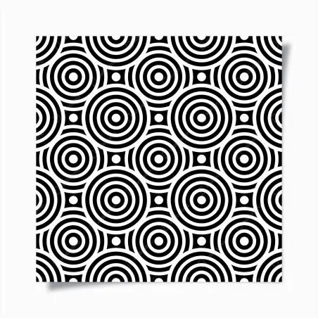 Poster motif géométrique à cercles concentriques noir et blanc – Wallnifity®