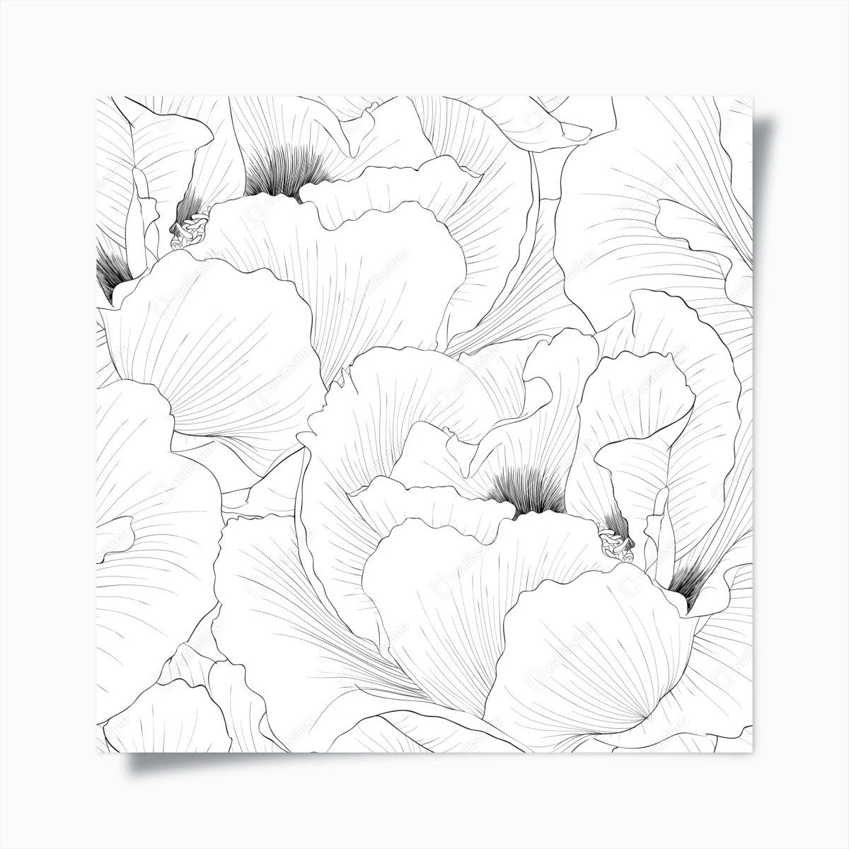 Poster motif floral linéaire noir et blanc pour décoration murale – Wallnifity® Poster motif floral linéaire noir et blanc pour décoration murale – Wallnifity®