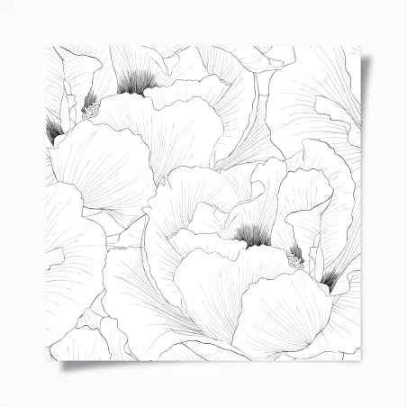 Poster motif floral linéaire noir et blanc pour décoration murale – Wallnifity®