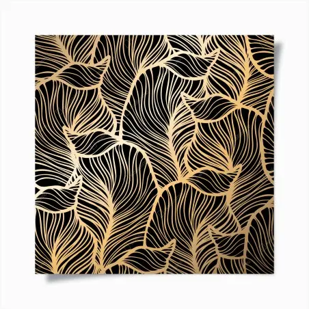 Poster motif feuilles dorées sur fond noir – Wallnifity®