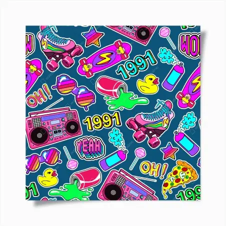 Poster motifs rétro années 90 colorés et ludiques – Wallnifity®