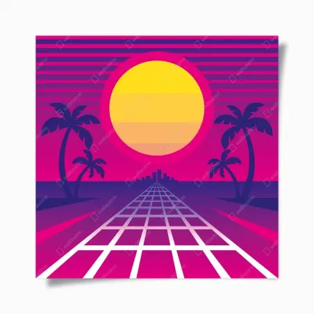 Poster horizon synthwave au soleil néon – Wallnifity®