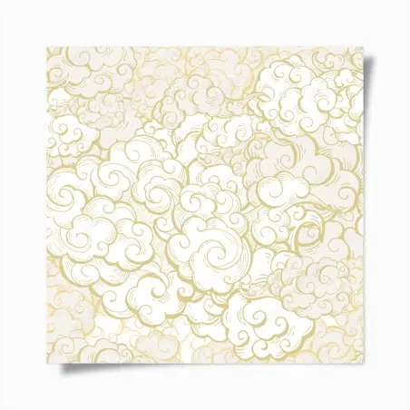 Poster nuages stylisés dorés sur fond blanc – Wallnifity®