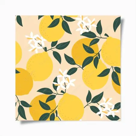 Poster motif citron en fleurs – Wallnifity®