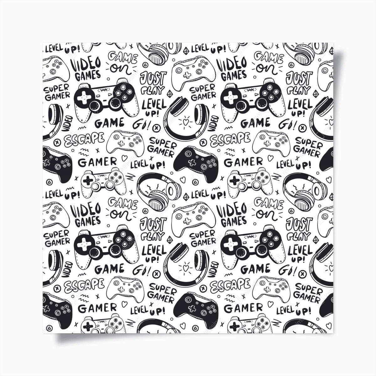Poster motif doodle jeux vidéo noir et blanc – Wallnifity® Poster motif doodle jeux vidéo noir et blanc – Wallnifity®
