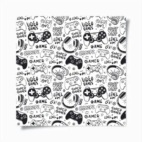 Poster motif doodle jeux vidéo noir et blanc – Wallnifity®