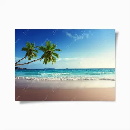Poster plage paradisiaque des Caraïbes au coucher du soleil – Wallnifity®