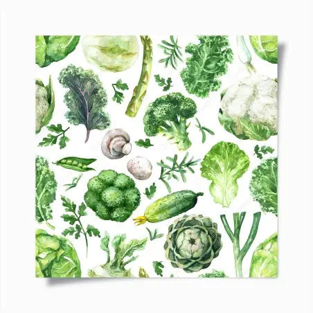 Poster motif légumes verts en aquarelle – Wallnifity®