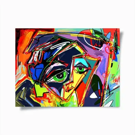 Poster portrait abstrait aux couleurs vives et lignes dynamiques – Wallnifity®
