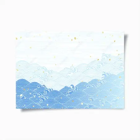 Poster marée de vagues bleues et éclats dorés – Wallnifity®