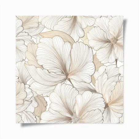 Poster motif floral délicat en tons beiges et lignes fines – Wallnifity®
