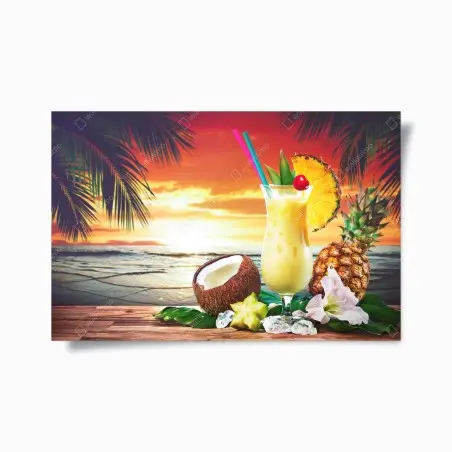 Poster cocktail tropical au coucher de soleil – Wallnifity®