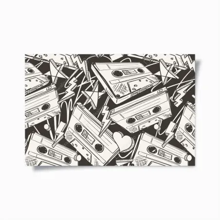 Poster ambiance rétro cassettes et croquis noir et blanc – Wallnifity®