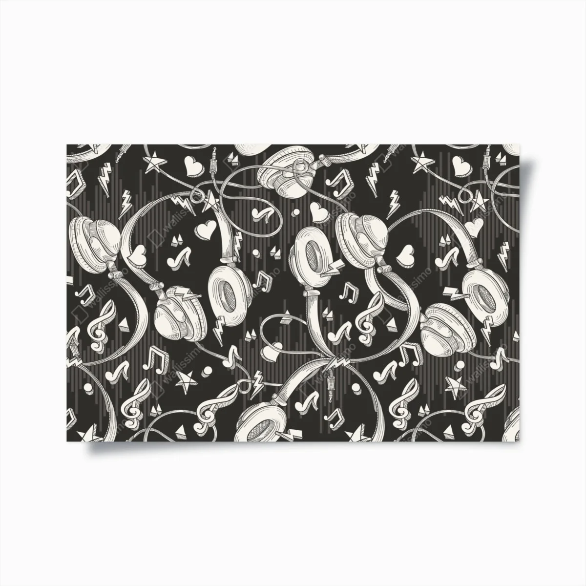 Poster motif casque audio et notes de musique en monochrome – Wallnifity® Poster motif casque audio et notes de musique en monochrome – Wallnifity®