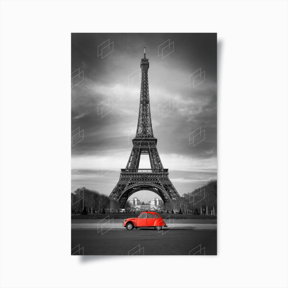 Poster voiture rouge devant la Tour Eiffel – Wallnifity®