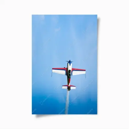Poster avion de voltige rouge et bleu dans le ciel – Wallnifity®