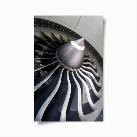 Poster mouvement métallique : vue artistique d'une turbine d'avion – Wallnifity®