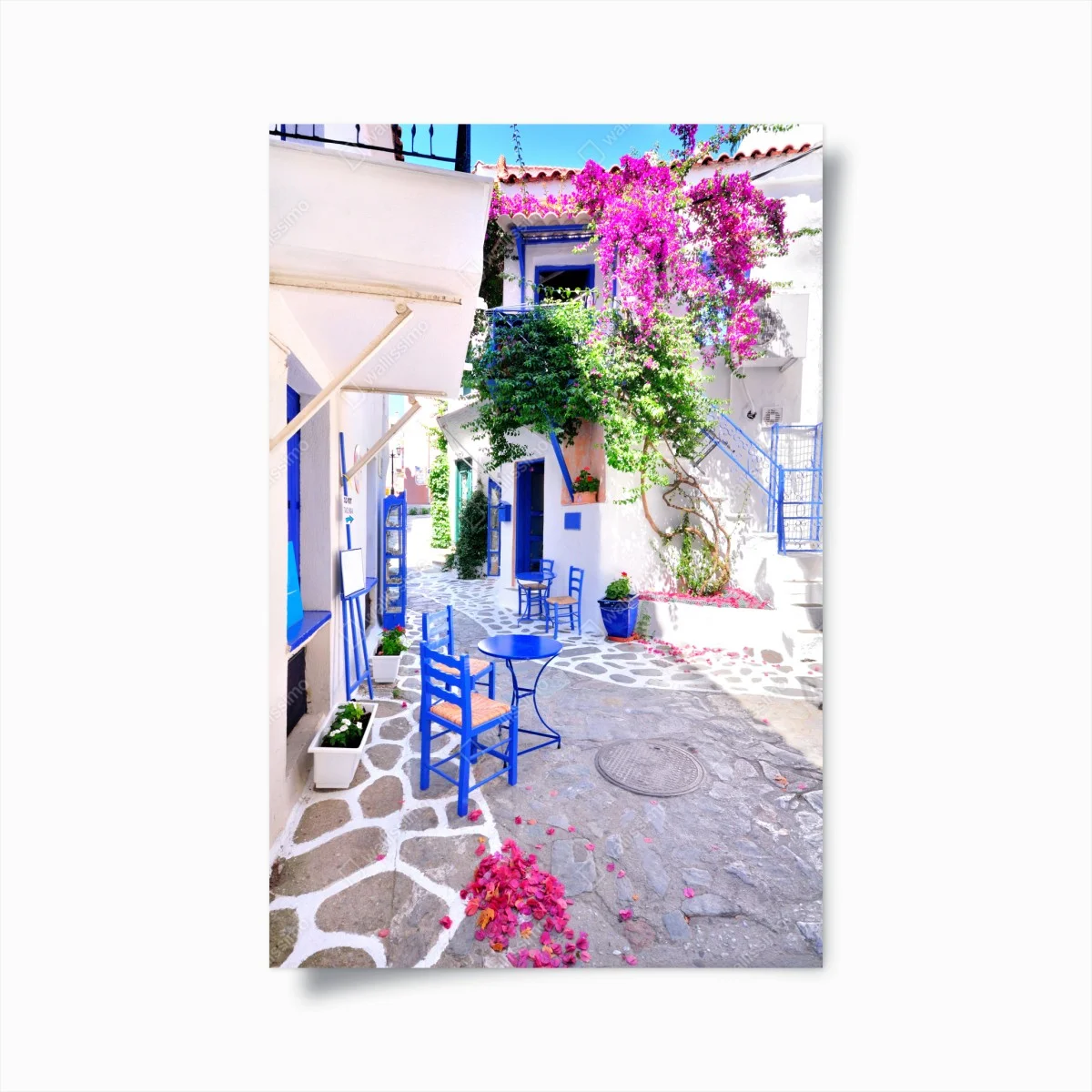 Poster ruelle grecque aux bougainvilliers – Wallnifity® Poster ruelle grecque aux bougainvilliers – Wallnifity®