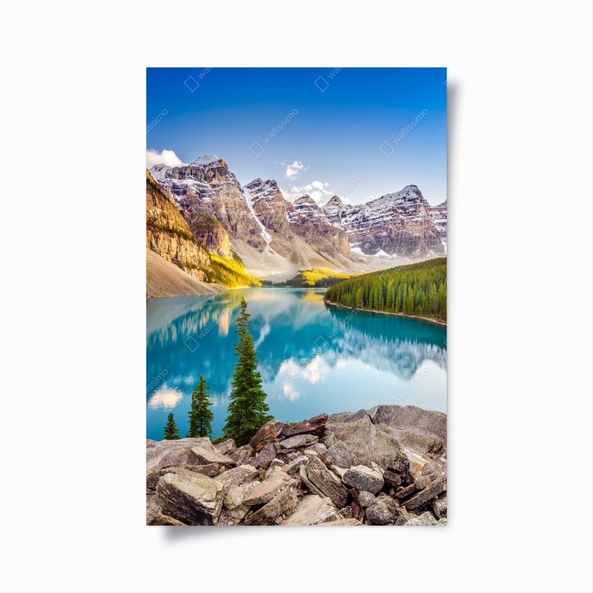 Poster panorama du lac Moraine au coucher du soleil – Wallnifity®
