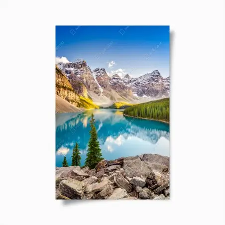 Poster panorama du lac Moraine au coucher du soleil – Wallnifity®