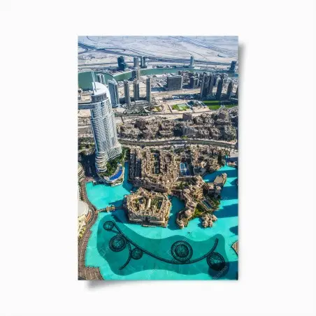 Poster vue aérienne de Dubaï et du lac urbain – Wallnifity®
