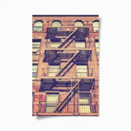 Poster escalier de secours rétro à New York – Wallnifity®
