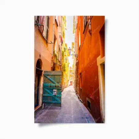 Poster ruelle méditerranéenne aux façades colorées – Wallnifity®