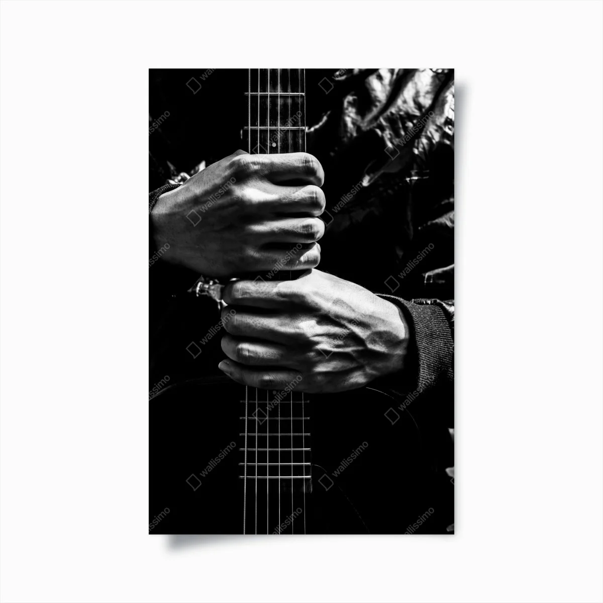 Poster mains sur le manche d'une guitare en noir et blanc – Wallnifity® Poster mains sur le manche d'une guitare en noir et blanc – Wallnifity®