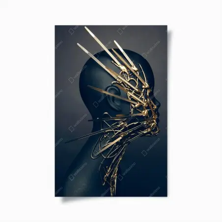 Poster visage orné d'éléments métalliques dorés – Wallnifity®