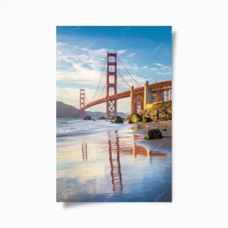 Poster reflets du Golden Gate au coucher de soleil à San Francisco – Wallnifity®