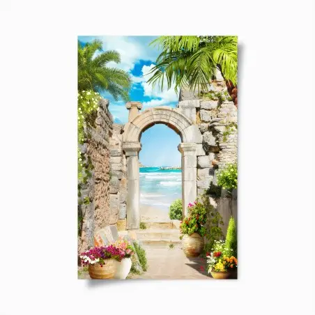 Poster arche antique donnant sur la mer turquoise – Wallnifity®