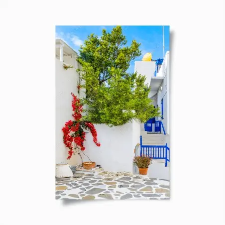 Poster ruelle méditerranéenne aux couleurs vives – Wallnifity®