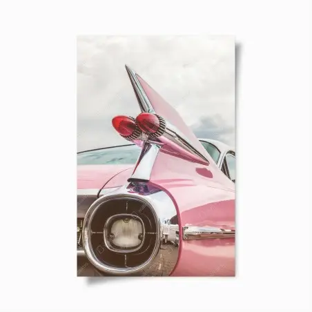 Poster ailes chromées d'une icône automobile rose – Wallnifity®