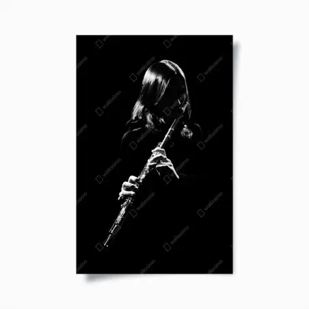 Poster silhouette de flûtiste en clair-obscur – Wallnifity®
