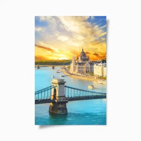 Poster coucher de soleil sur le parlement de Budapest – Wallnifity®