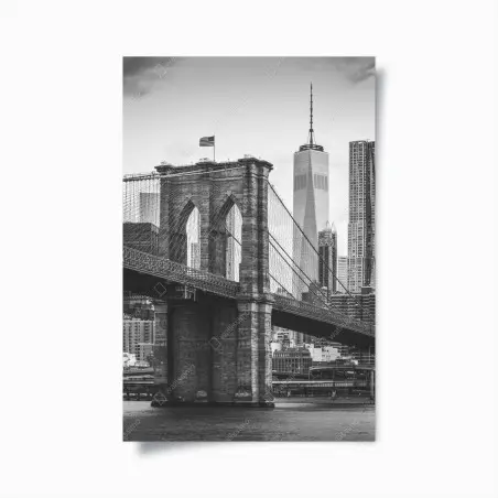 Poster pont de Brooklyn et skyline de New York en noir et blanc – Wallnifity®