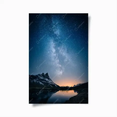 Poster voie lactée au-dessus des montagnes enneigées – Wallnifity®