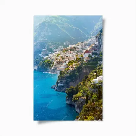 Poster vue panoramique de Positano sur la côte d'Amalfi – Wallnifity®