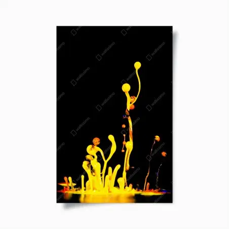 Poster explosion de peinture jaune sur fond noir – Wallnifity®