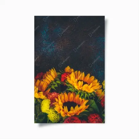 Poster bouquet de tournesols lumineux sur fond texturé – Wallnifity®