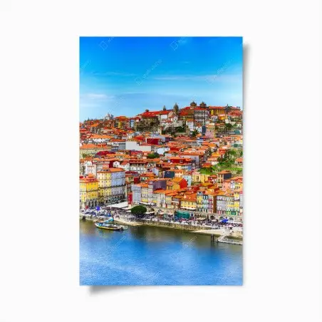 Poster panorama coloré de Porto au bord du fleuve – Wallnifity®
