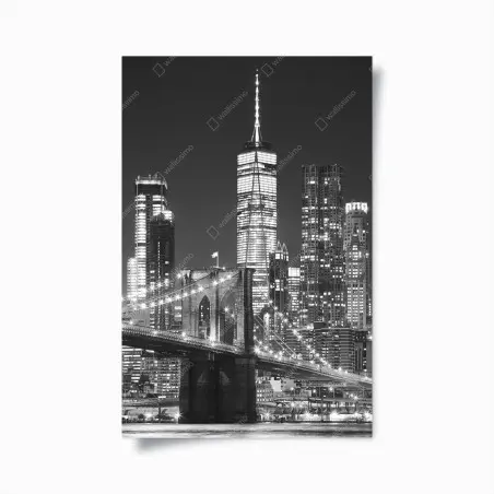 Poster nuit sur le pont de Brooklyn et la skyline de Manhattan – Wallnifity®