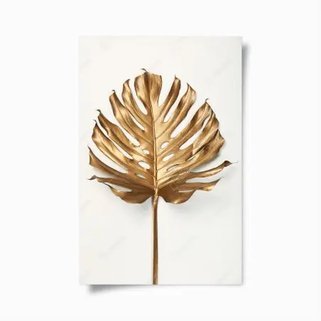 Poster feuille de monstera dorée sur fond blanc – Wallnifity®