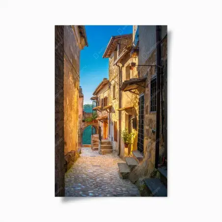 Poster ruelle médiévale au coucher de soleil Toscane – Wallnifity®