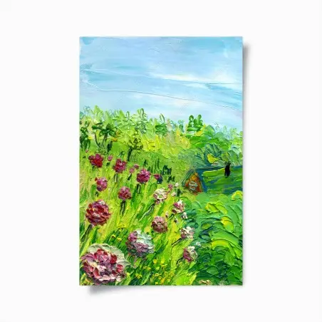Poster pivoines au jardin en pâte au couteau – Wallnifity®