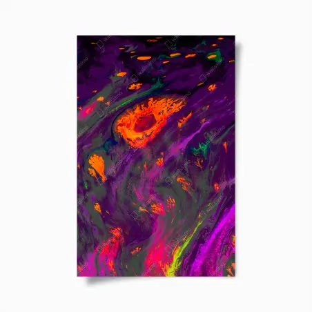 Poster marbrure ebru ottomane néon - motif abstrait coloré – Wallnifity®