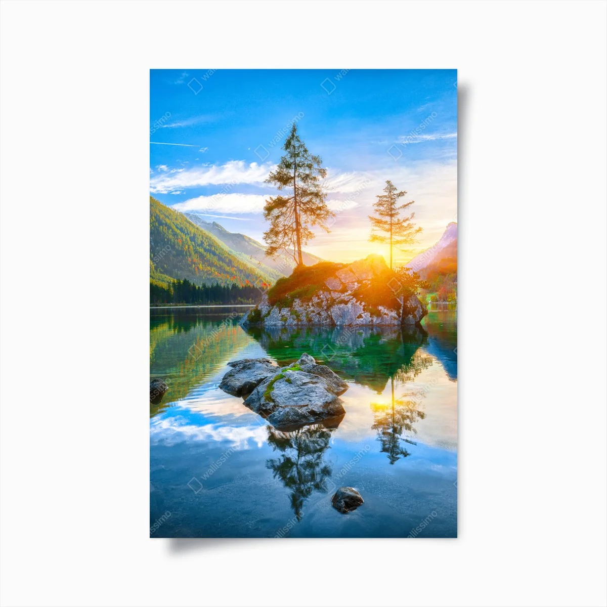 Poster coucher de soleil automnal sur le lac Hintersee, Alpes de Bavière – Wallnifity® Poster coucher de soleil automnal sur le lac Hintersee, Alpes de Bavière – Wallnifity®