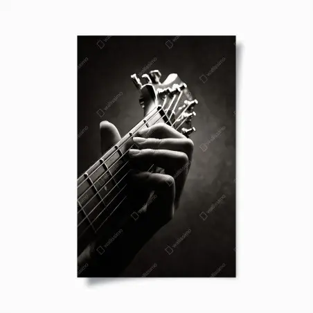 Poster main de guitariste en gros plan noir et blanc – Wallnifity®