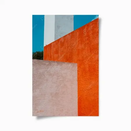 Poster composition géométrique aux murs colorés – Wallnifity®
